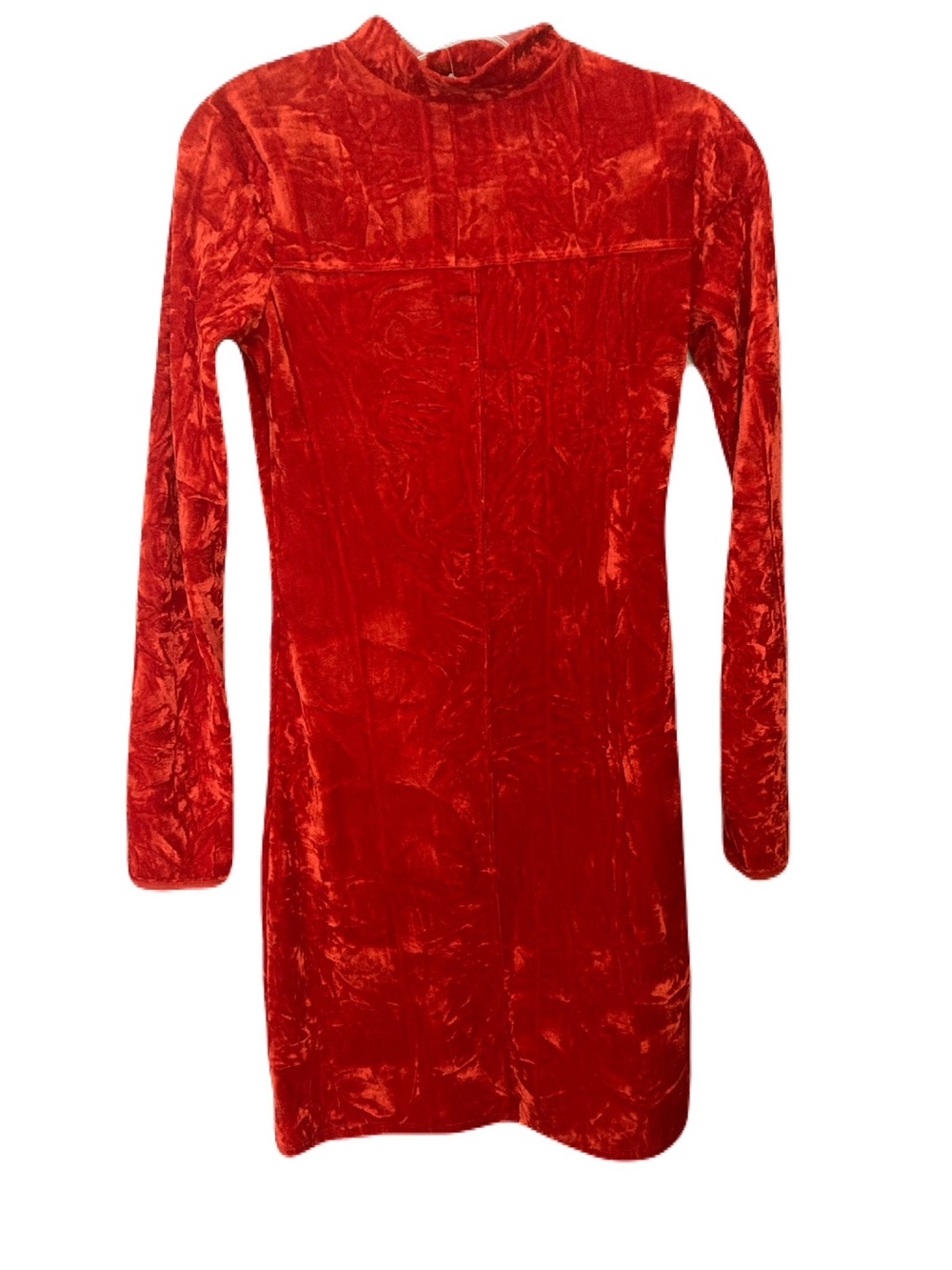 Urban Outfitters Red Velvet Long-Sleeve Mini Dress